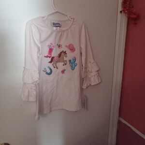 NWT Girls' Horse Rodeo Western Long Sleeve Shirt